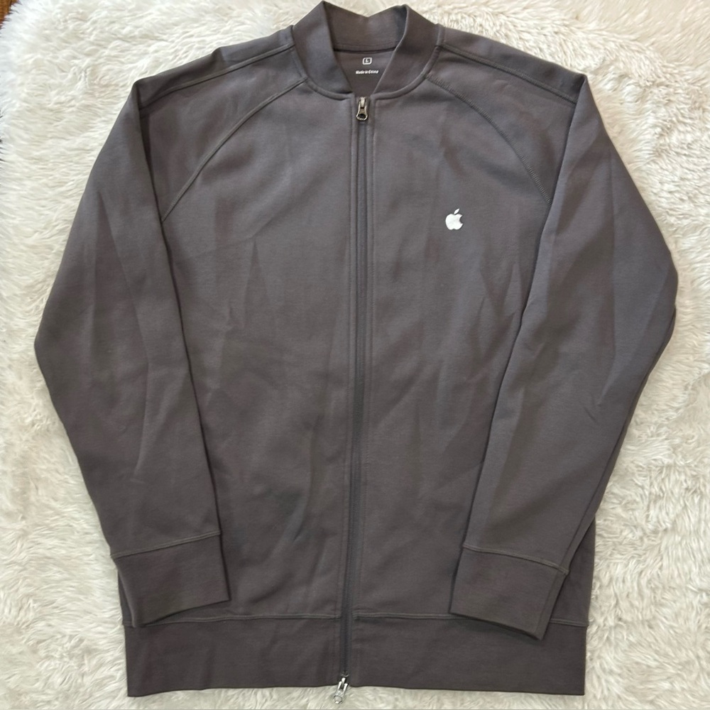 Apple Store Track Jacket Men’s Large Gray Full Zip Logo Computers Official VGC
